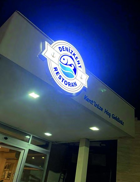 Denizkent Restoran ışıklı kutu harf tabela