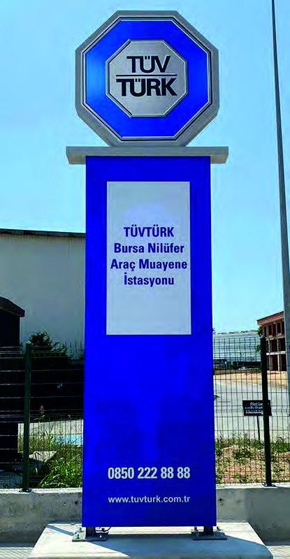TÜVTÜRK Bursa Nilüfer araç muayene istasyonu ışıklı totem tabela